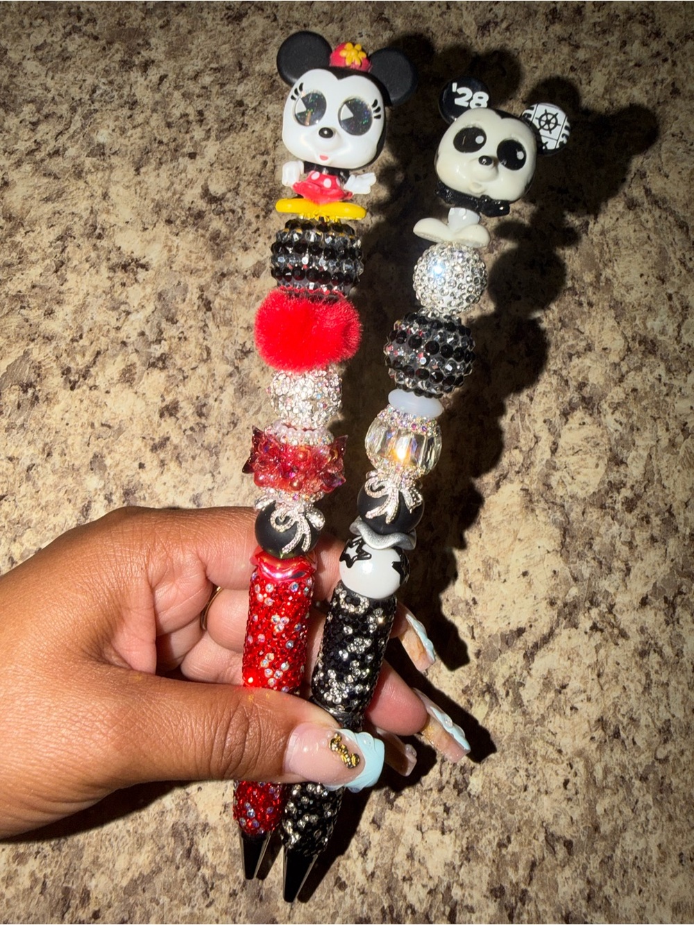 Mickey & Minnie Beaded Pen Set